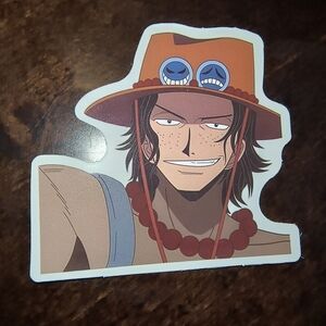Onepiece Ace Sticker with Orange Hat and Brown Beads One Piece